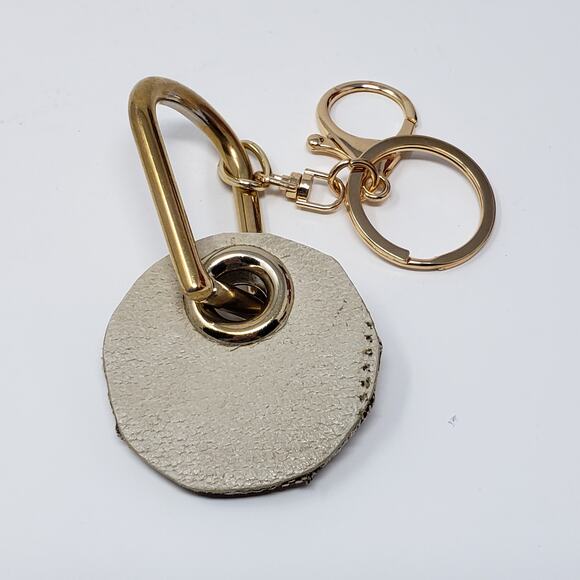 Gucci Bright Brass + Beige Leather Repurposed Keychain - Picture 3 of 10